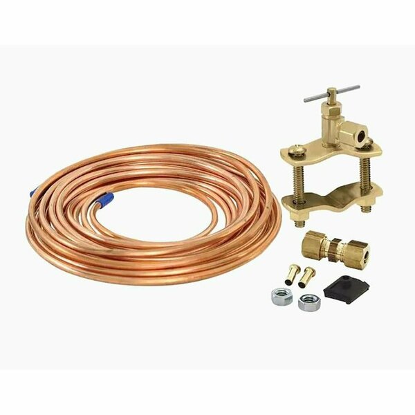 Thrifco Plumbing 15ft 1/4 Inch OD Inlet x 1/4 Inch OD Outlet Copper Ice Maker Installation Kit 4400714